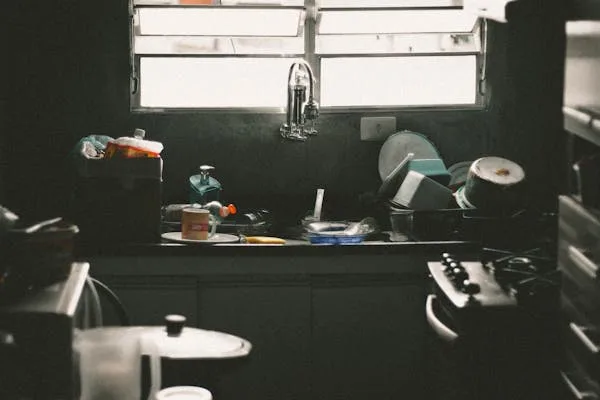Messy kitchen sink